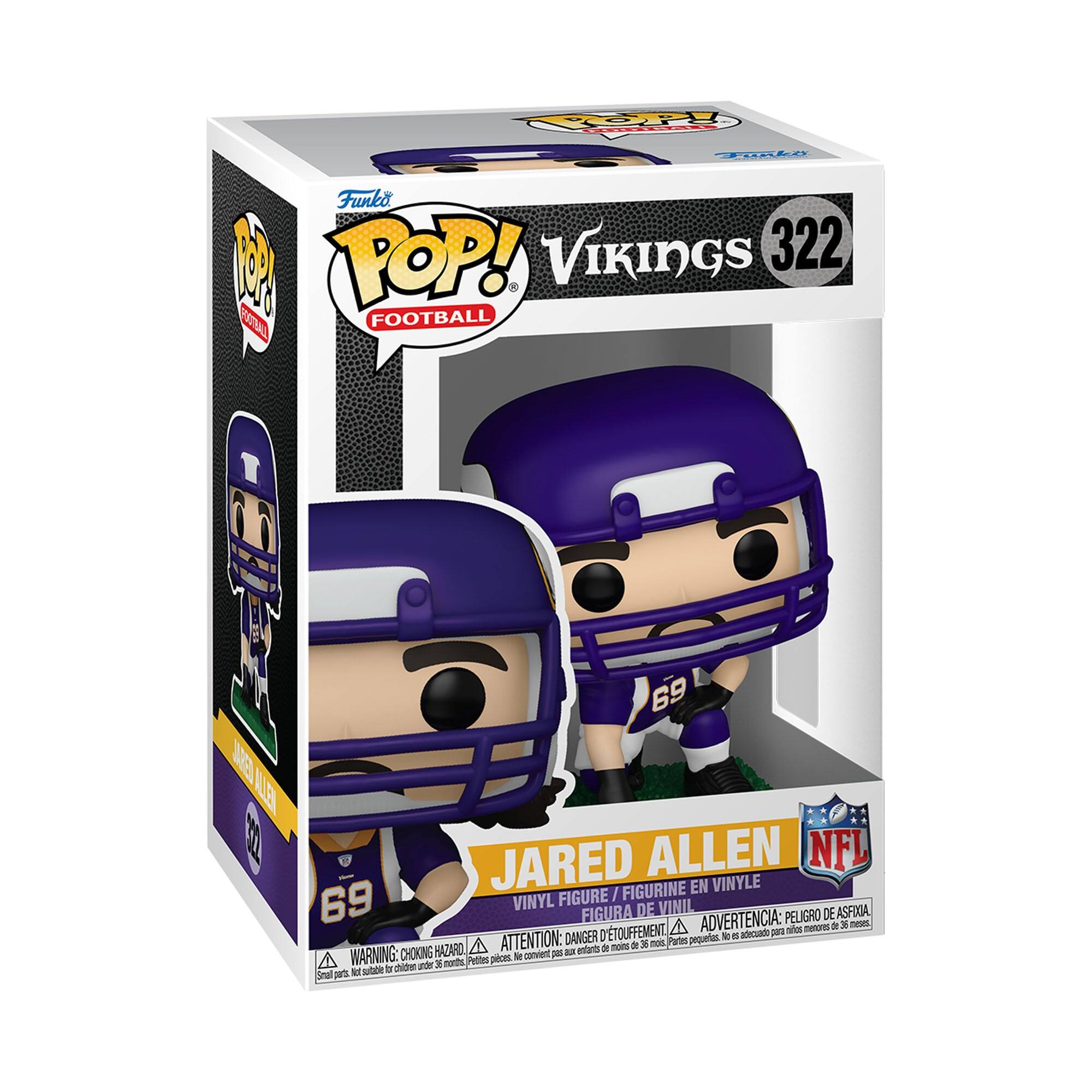 Sure, here is the corrected and grouped text from the image:

---

**Funko**

**POP! FOOTBALL**

**VIKINGS 322**

**JARED ALLEN**

**VINYL FIGURE / FIGURA DE VINIL**

**WARNING: CHOKING HAZARD - Small parts. Not for children under 3 years.**

**ATTENTION: PELIGRO DE ASFIXIA - Pequeñas piezas. No es adecuado para niños menores de 3 años.**

**ADVERTENCIA: DANGER - TOUFFEMENT - Petites pièces. Ne convient pas aux enfants de moins de 3 ans.**

**NFL**

---

**JARED ALLEN**

**VINYL FIGURE / FIGURA DE VINIL**

**WARNING: CHOKING HAZARD - Small parts. Not for children under 3 years.**

**ATTENTION: PELIGRO DE ASFIXIA - Pequeñas piezas. No es adecuado para niños menores de 3 años.**

**ADVERTENCIA: DANGER - TOUFFEMENT - Petites pièces. Ne convient pas aux enfants de moins de 3 ans.**

---

**JARED ALLEN