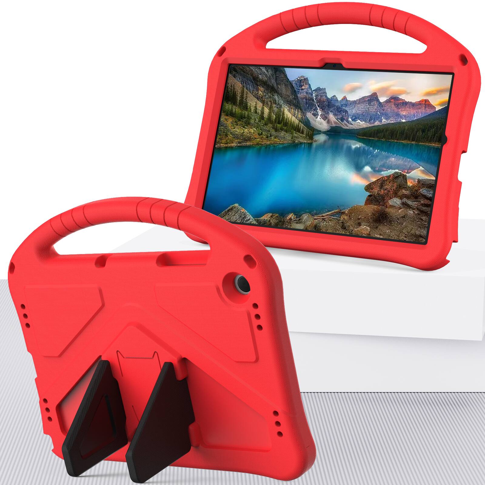 Alt View 1. Dteck - For Samsung Galaxy Tab A11+ /Samsung Galaxy Tab A9+ 11'' Lightweight EVA Shockproof Handle Stand Kids Case Cover - Red.