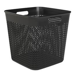 Life Story - 26 Qt Decorative Storage Basket, Extra Large Plastic Home Organizer - Black