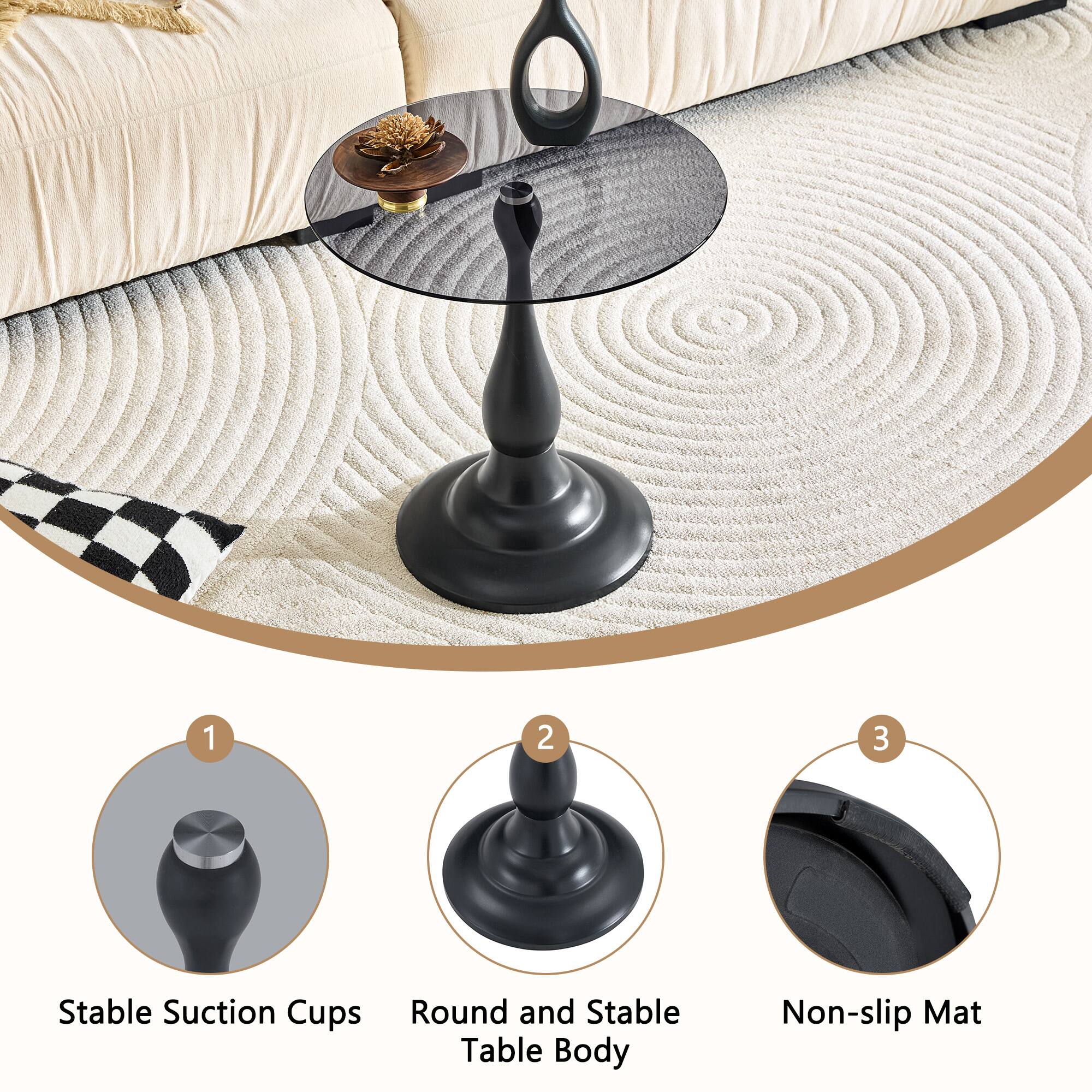 1. Stable Suction Cups
2. Round and Stable Table Body
3. Non-slip Mat