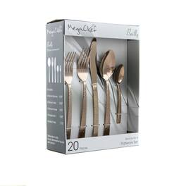 MegaChef - Baily 20 Piece Flatware Utensil Set, Stainless Steel Silverware Metal Service for 4 - Rose Gold