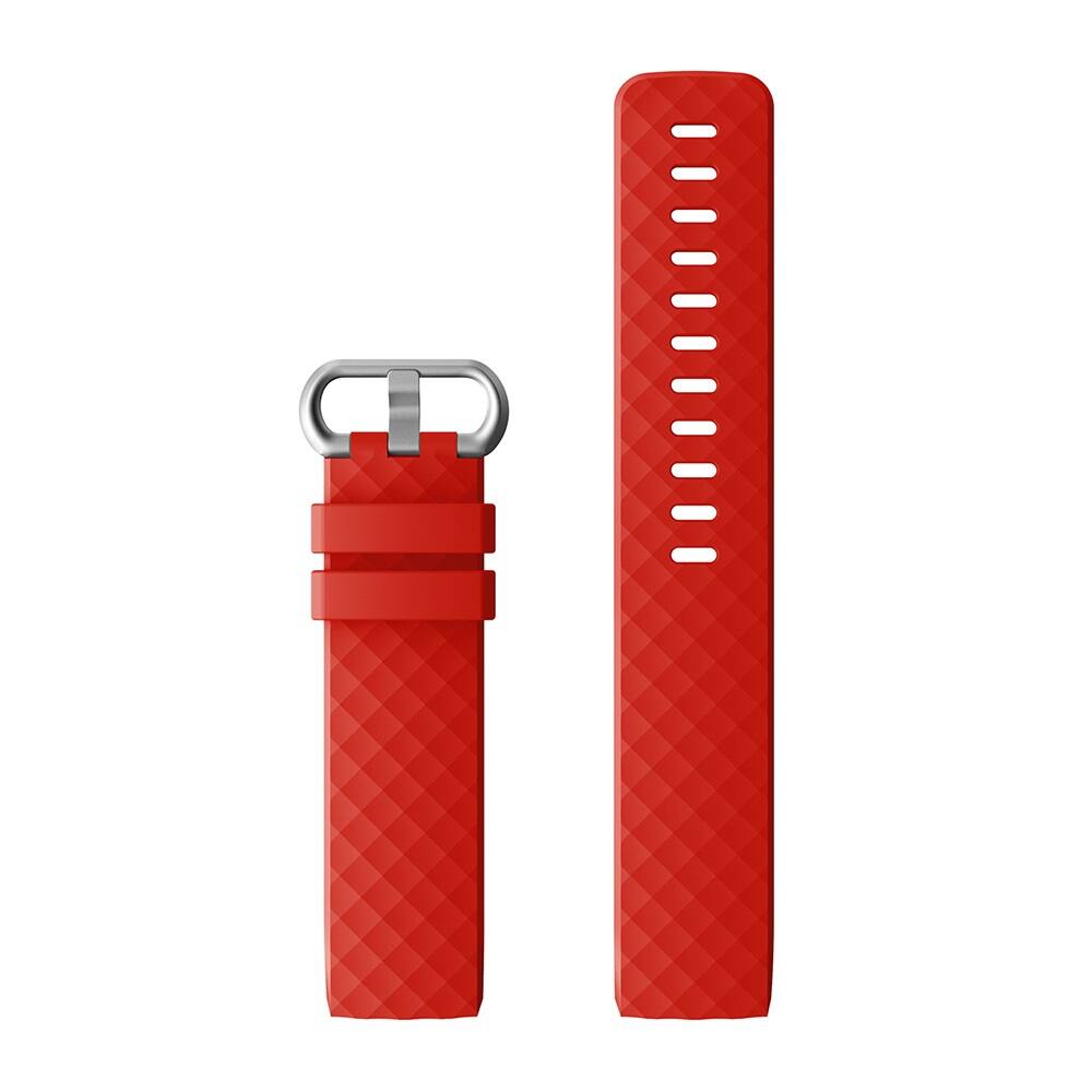 Back. StrapsCo - Active Band Silicone Rubber Watch Strap For Fitbit Charge 3 & Charge 4 (Short-Medium) - Red.
