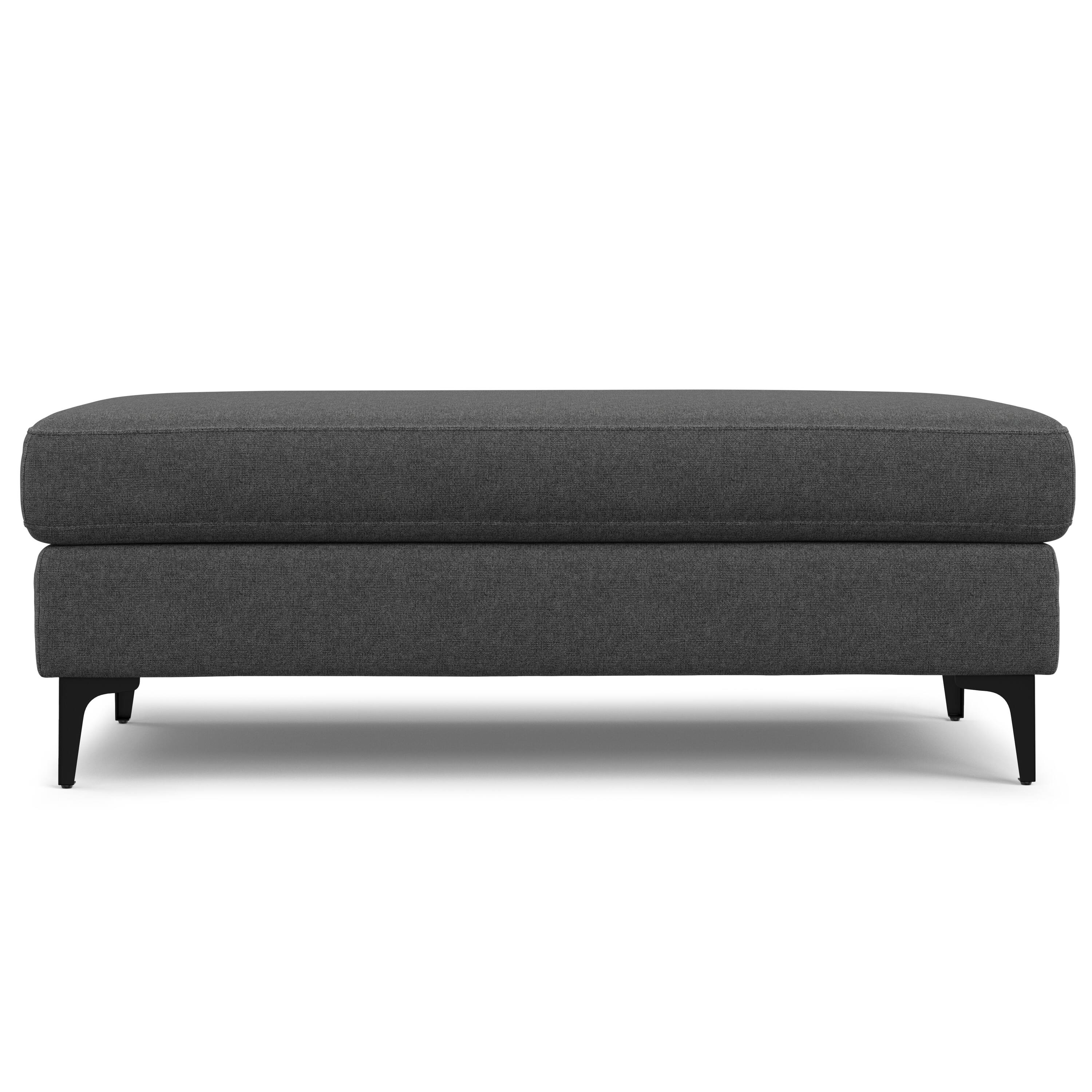 Left. Simpli Home - Ava Large Rectangular Ottoman in Tightly Woven Performance Fabric - Pebble Grey.