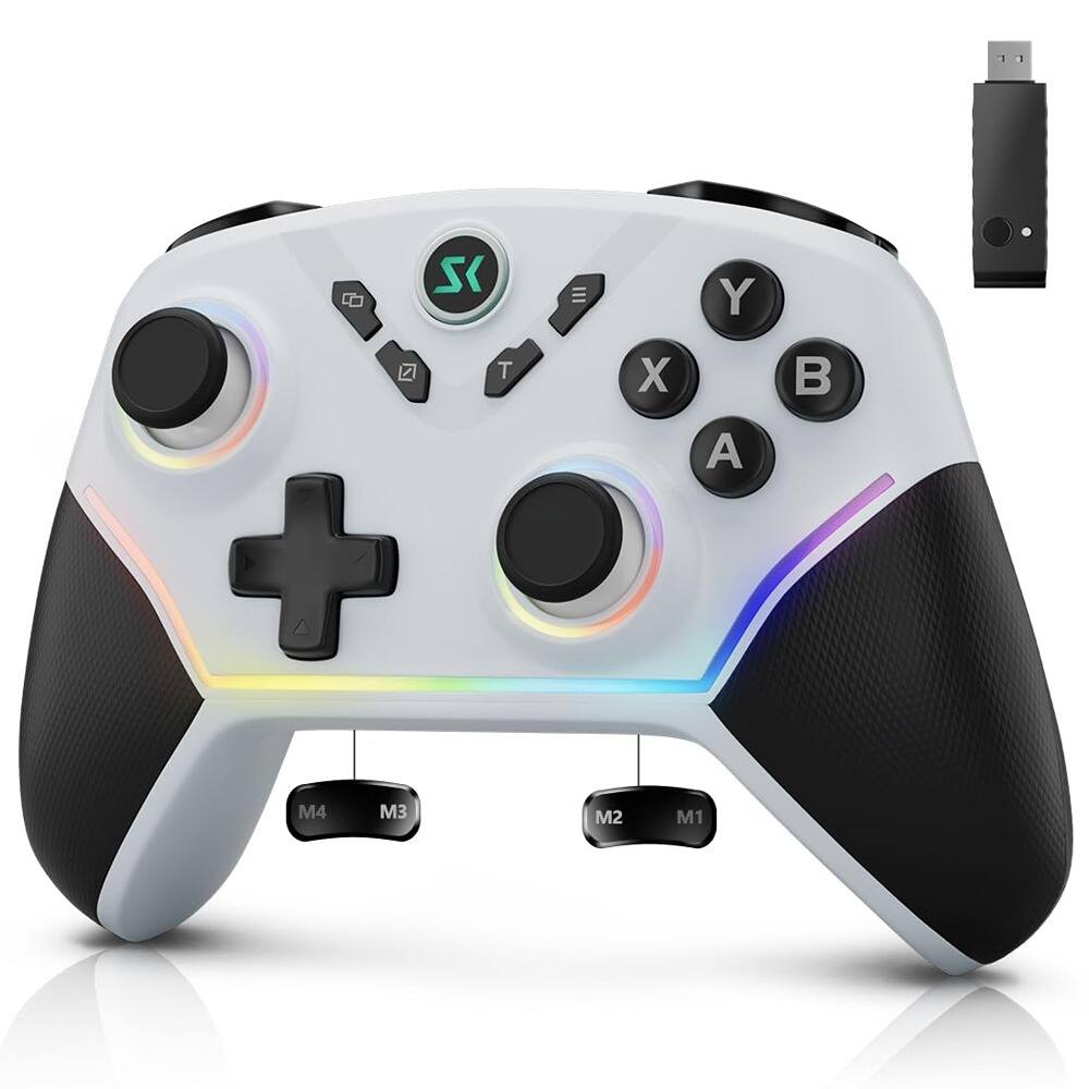 Front. ACJPR - Multi-Platform Wireless Controller, RGB Lighting, Hall Joysticks, White - white.