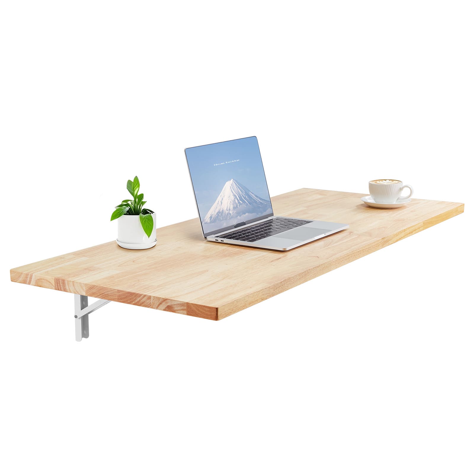 VEVOR - Wall Mounted Folding Table, 47.2 x 19.7 inches Wall Mount Table, Floating Desk with Iron Bracket, Fold Down Desk - Natural Wood