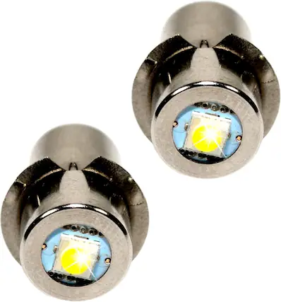 Front. HQRP - HQRP 2-Pack P13.5s LED Bulbs 3W 6-24V for DeWalt DW908/DW919/DW906/DW918/DW904/DW902 Flashlights.