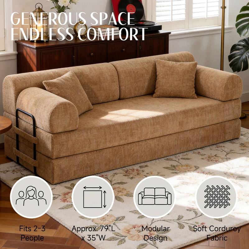 GENEROUS SPACE ENDLESS COMFORT

Fits 2-3 People

Approx. 79"L X 35"W

Modular Design

Soft Corduroy Fabric