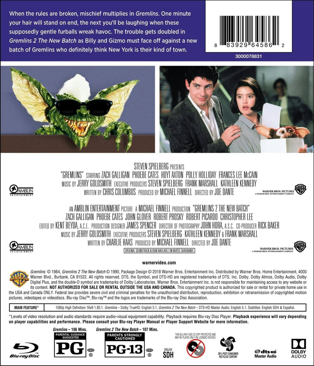 Back. Gremlins/Gremlins 2 (Blu-ray Double Feature) [Blu-ray].