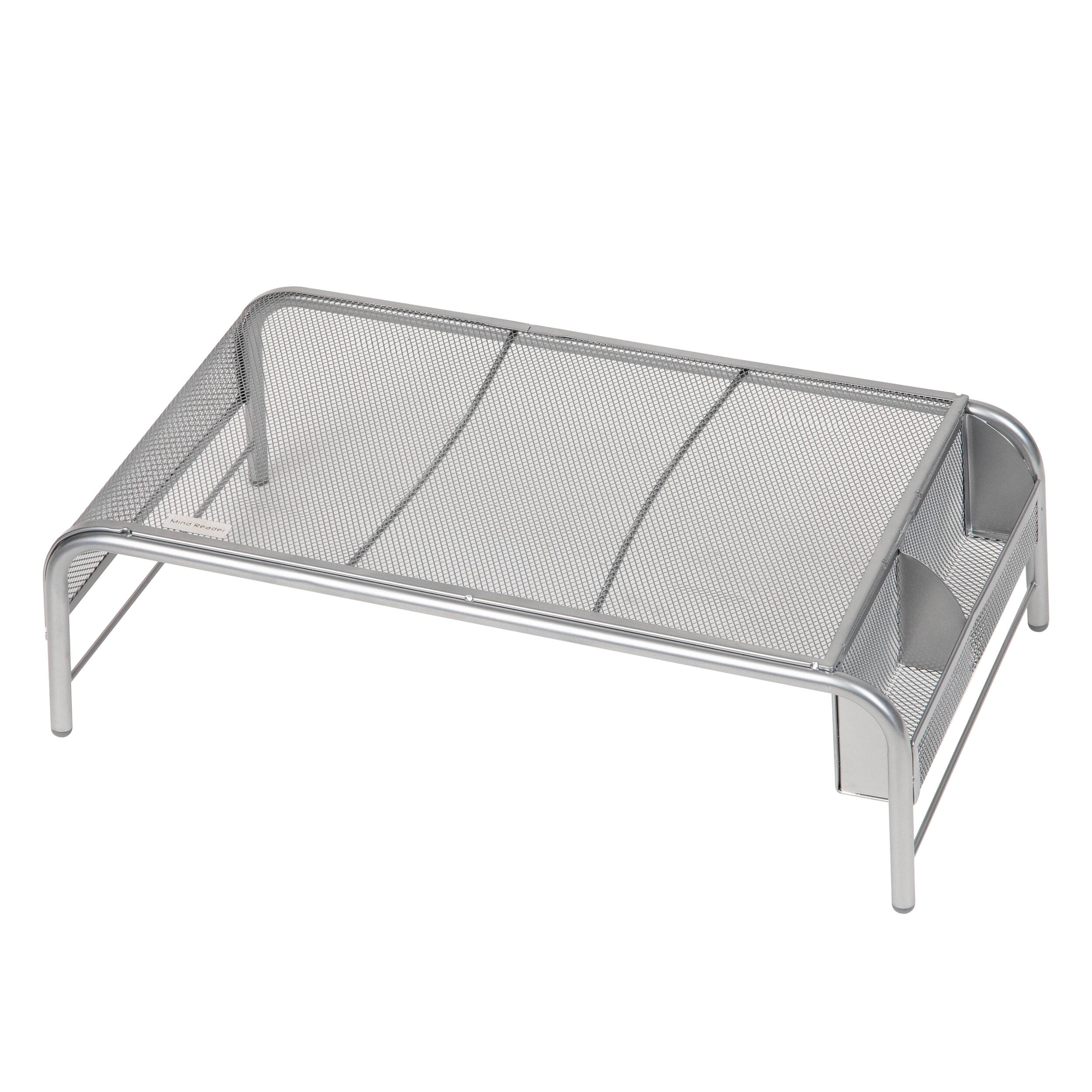 Alt View 11. Mind Reader - Monitor Stand, Ventilated Laptop Riser, Desktop Organizer, Side Storage, Metal Mesh, 20"L x 11.5"W x 5.5"H - Silver.
