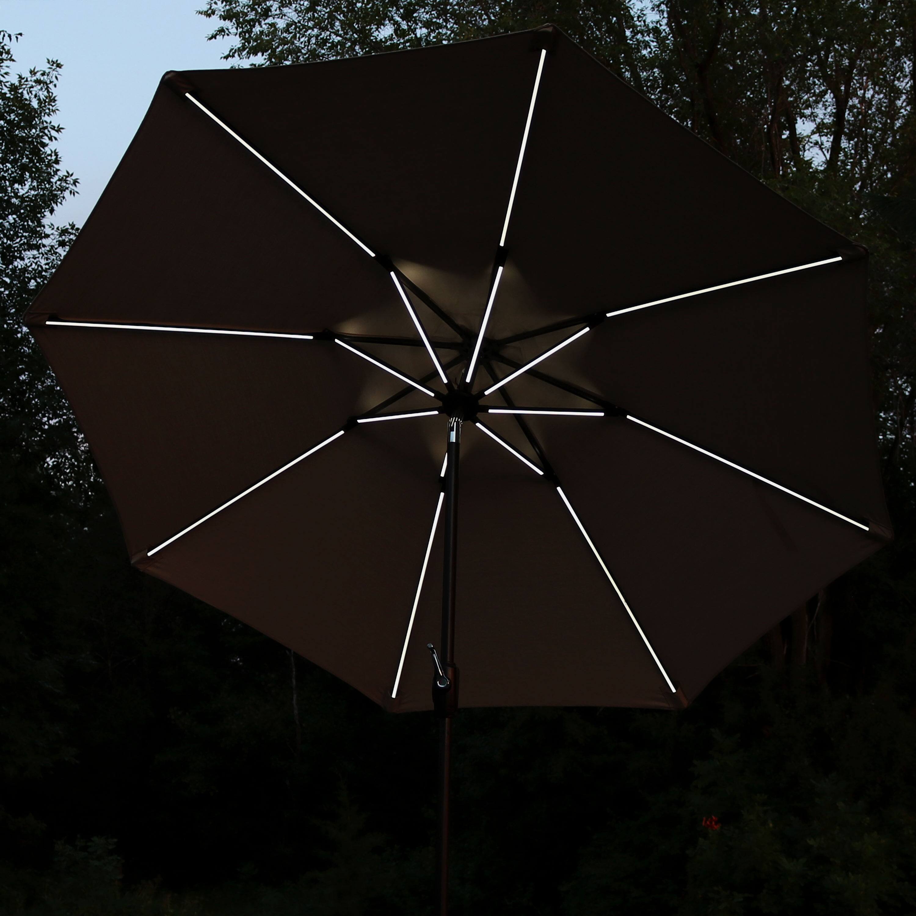 Alt View 7. Sunnydaze - 9 ft Solar Sunbrella Patio Umbrella with Tilt - Beige.