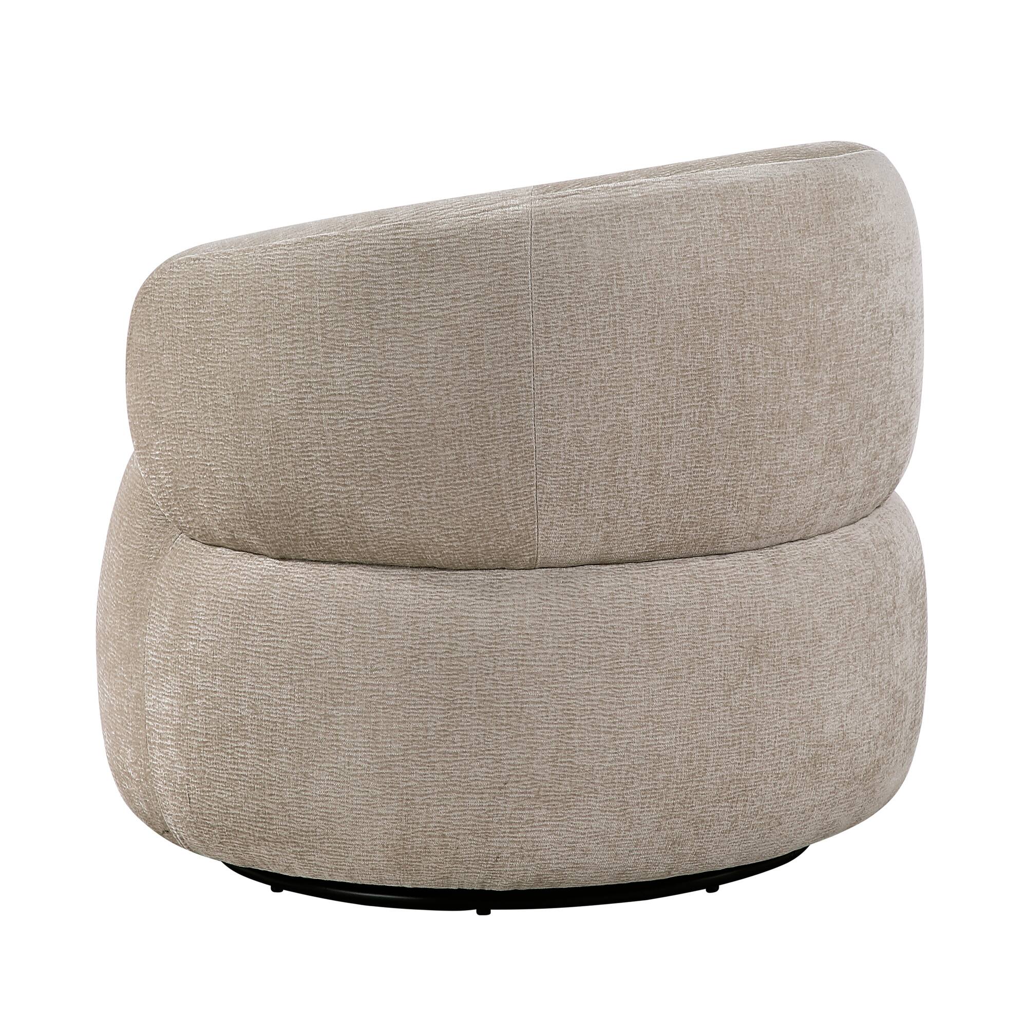 Alt View 4. Forest'nSky - Light Brown Modern Swivel Accent Chair, Round  Upholstered Barrel Chair with Plush Foam Cushion, Solid Wood Base - Light Brown.