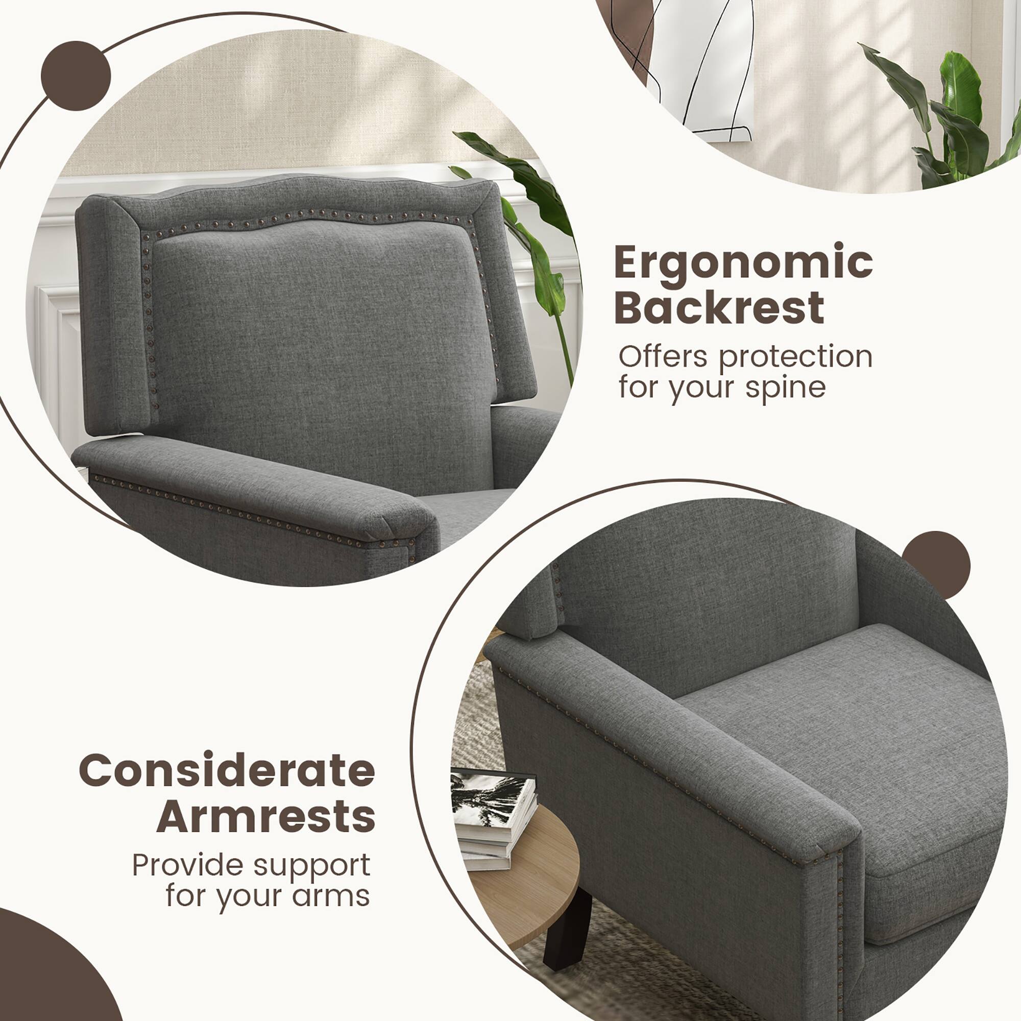 Ergonomic Backrest Offers protection for your spine
Considerate Armrests Provide support for your arms