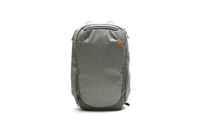 Angle. Peak Design - Travel Backpack 45L - Sage Green.