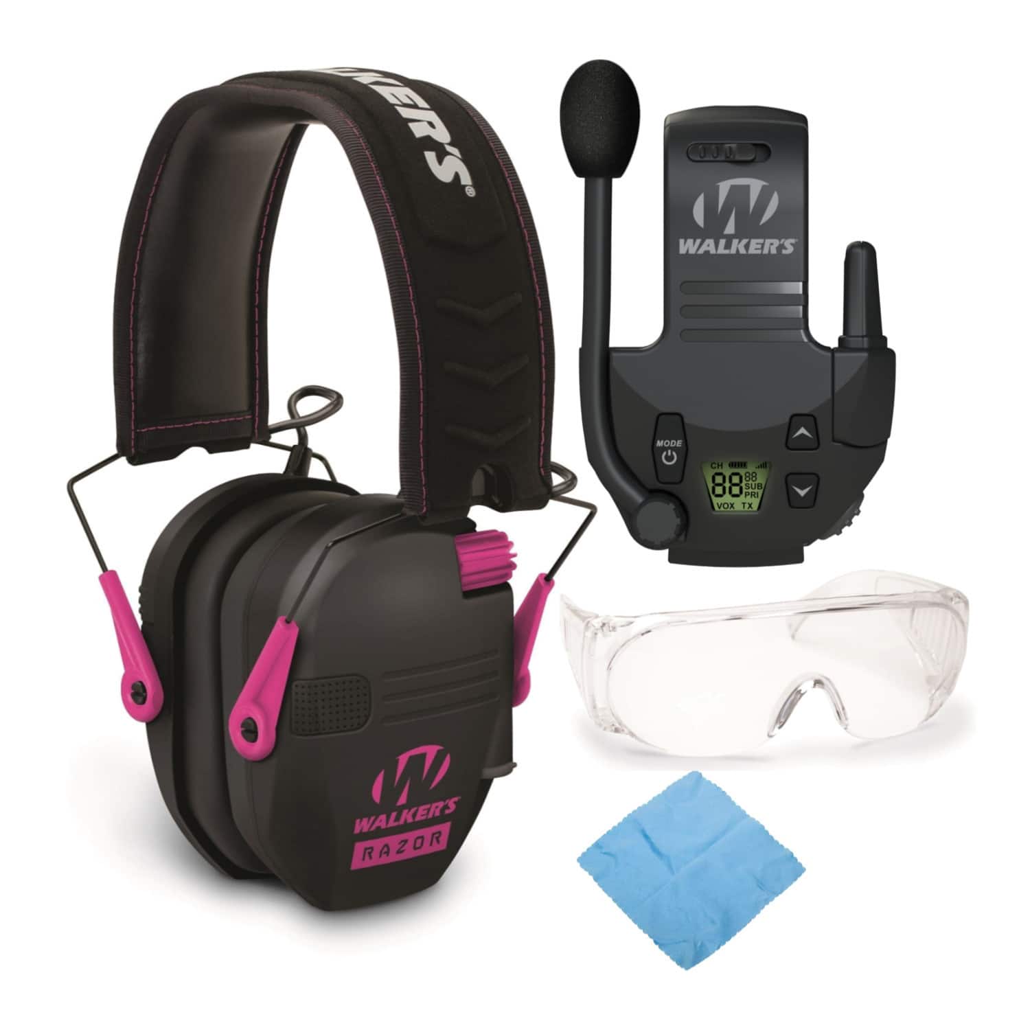 Walkers - Razor Shooting Muff (Black) with Walkie Talkie and OTG Glasses Kit - Black/Pink