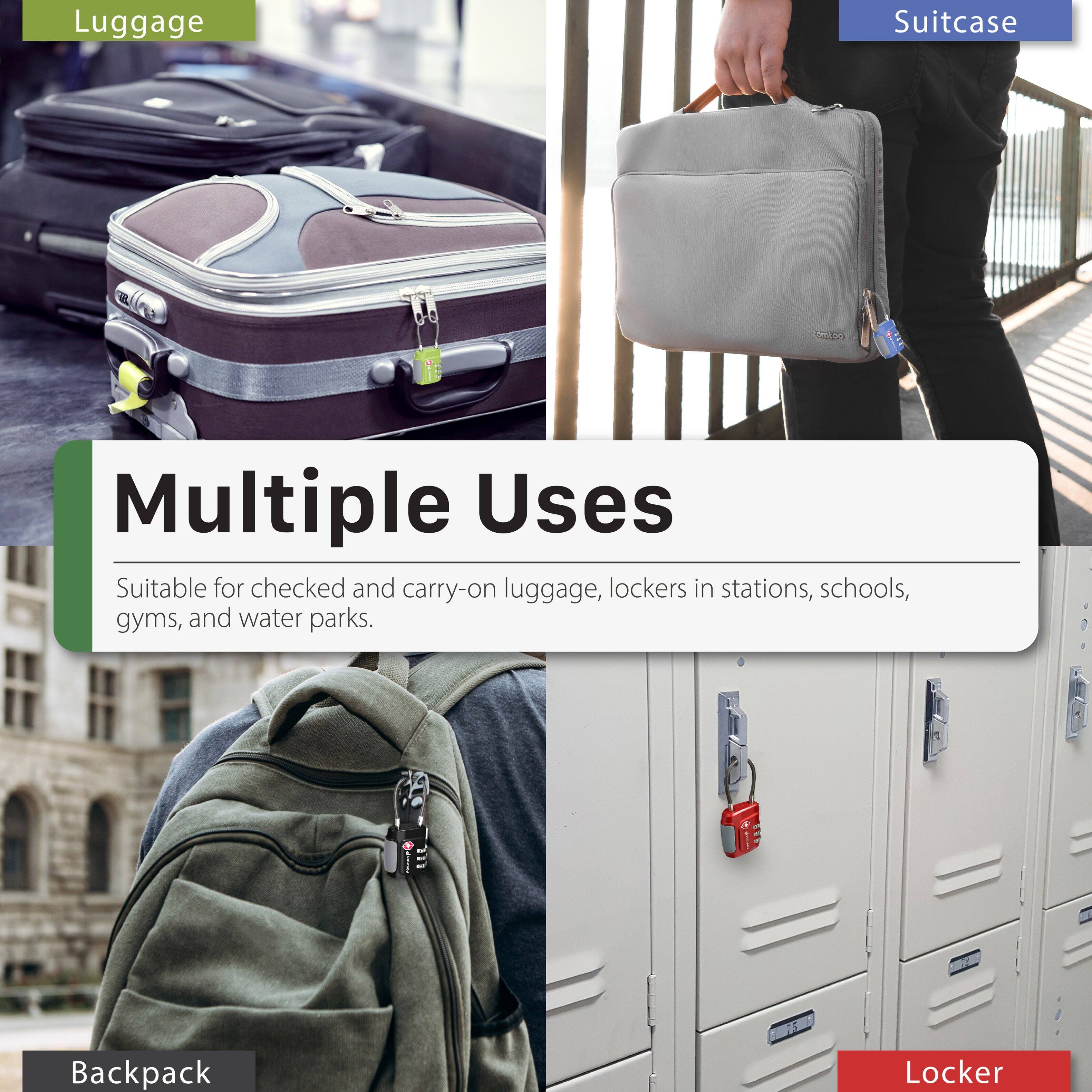 Fosmon 4 Pack TSA Approved Luggage Lock, Multicolor Combination