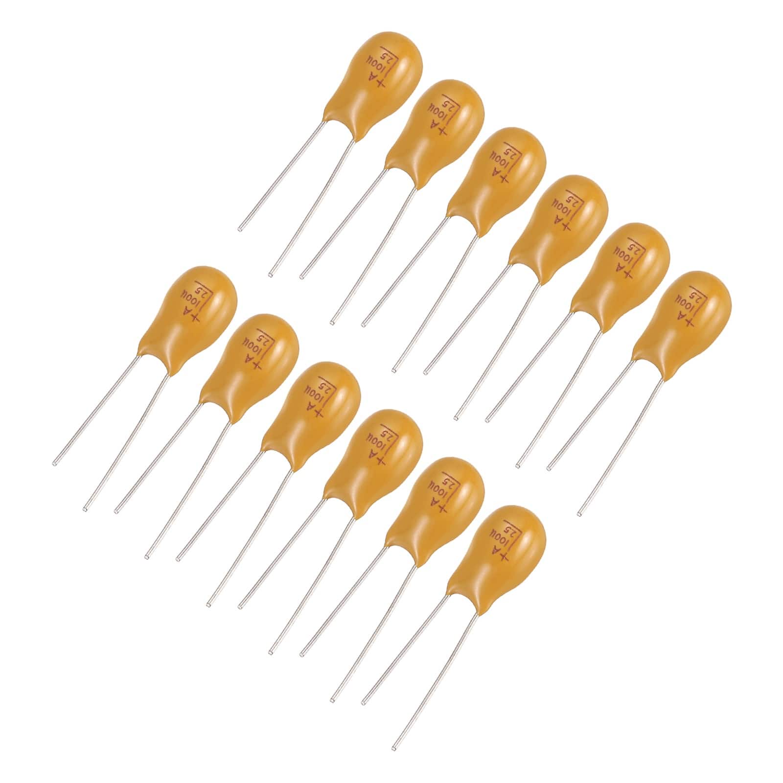 Unique Bargains - Tantalum Capacitor 100uF 25V Yellow Radial Dipped, for Circuit Boards/DIY/Computer, 12pcs - Orange price history on PriceWatchPro