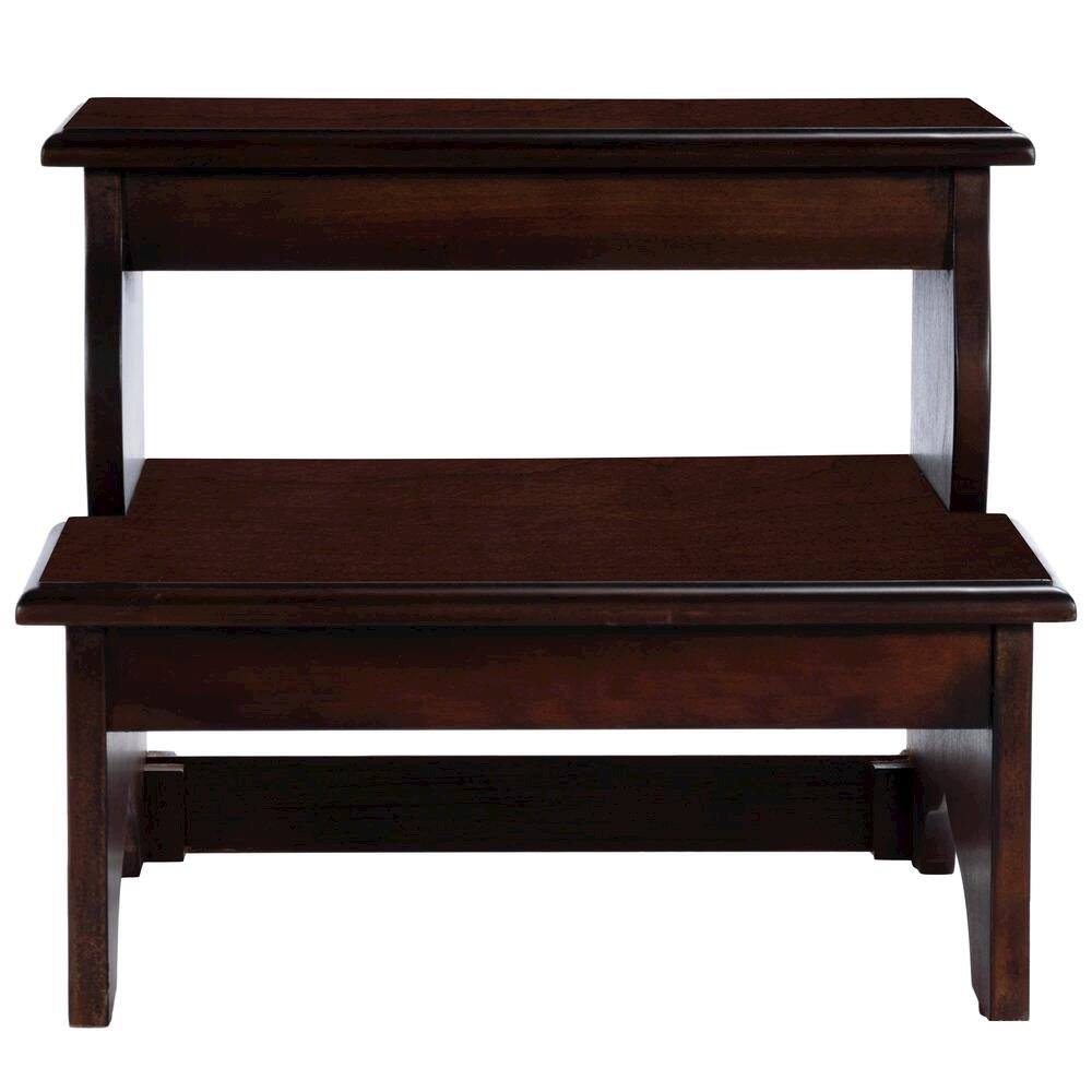 Left. Starlight Canyon Home - Dark Brown Wooden Step Stool for Adults and Kids with Durable Design - Dark Brown.