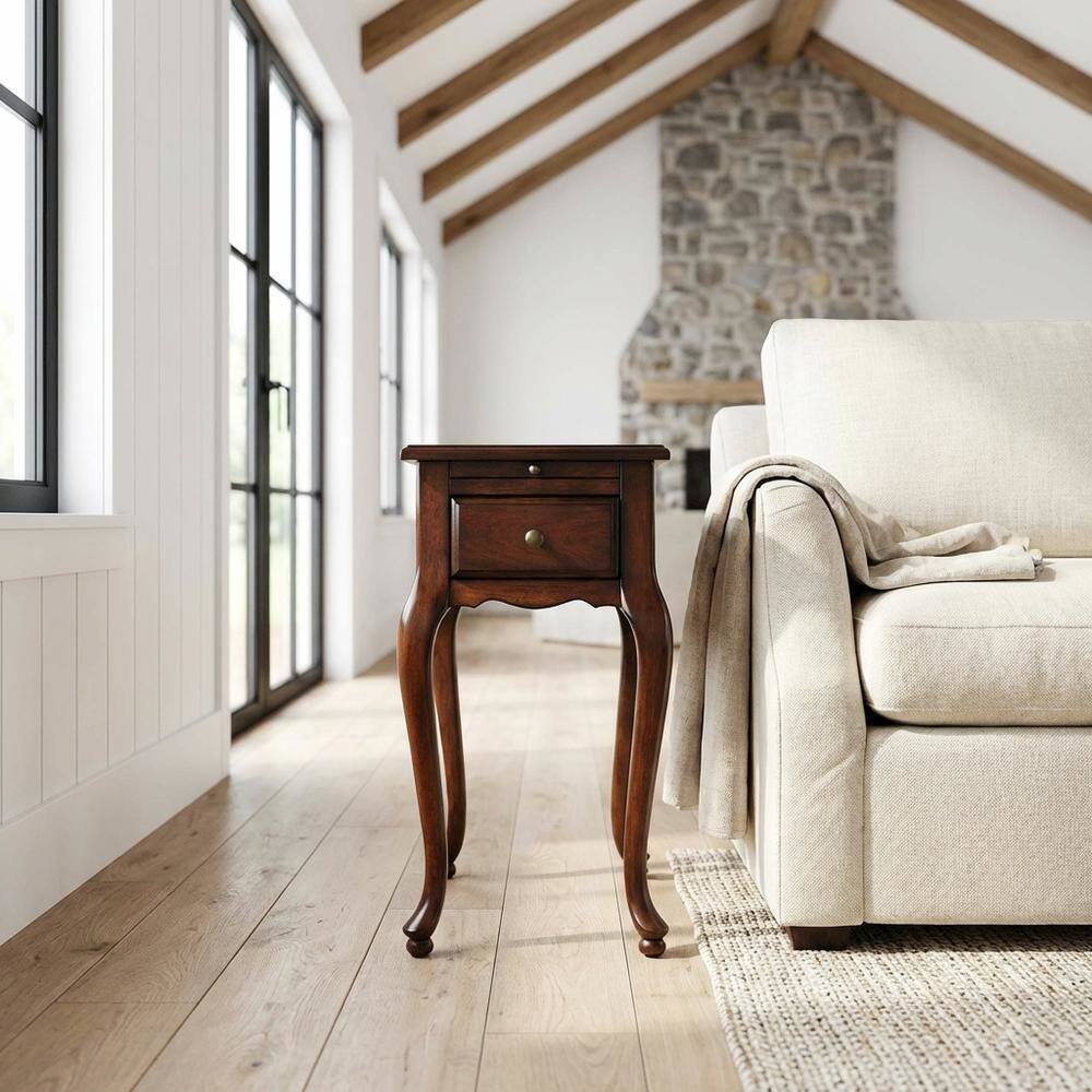 Alt View 4. Starlight Canyon Home - Traditional Chairside Table with Drawer, Wood End Table for Living Room - Dark Brown.