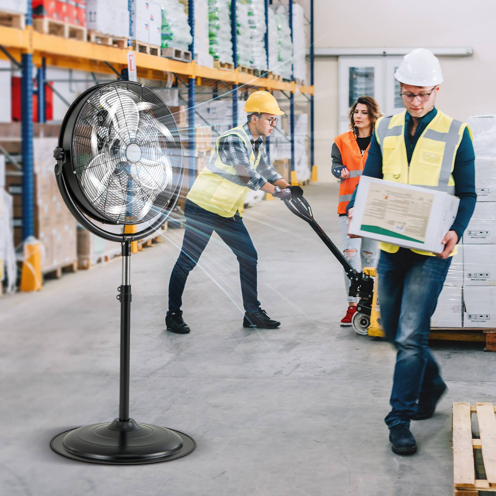 Alt View 4. Costway - Costway 20" High Velocity Standing Fan with 3 Speeds 360° Tilt & Adjustable Height for Greenhouse Workshop Black - Black.