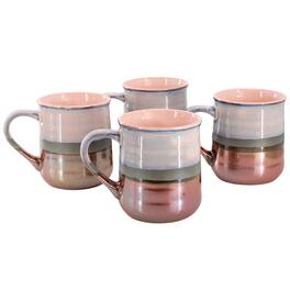 Gibson - Home Copper Tonal 4 Piece 18 Ounce Stoneware Cup Set - Mauve