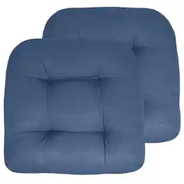 Sweet Home Collection - Patio Cushions Indoor/Outdoor Chair Pads Tufted 19" x 19", 2-Pack - Blue