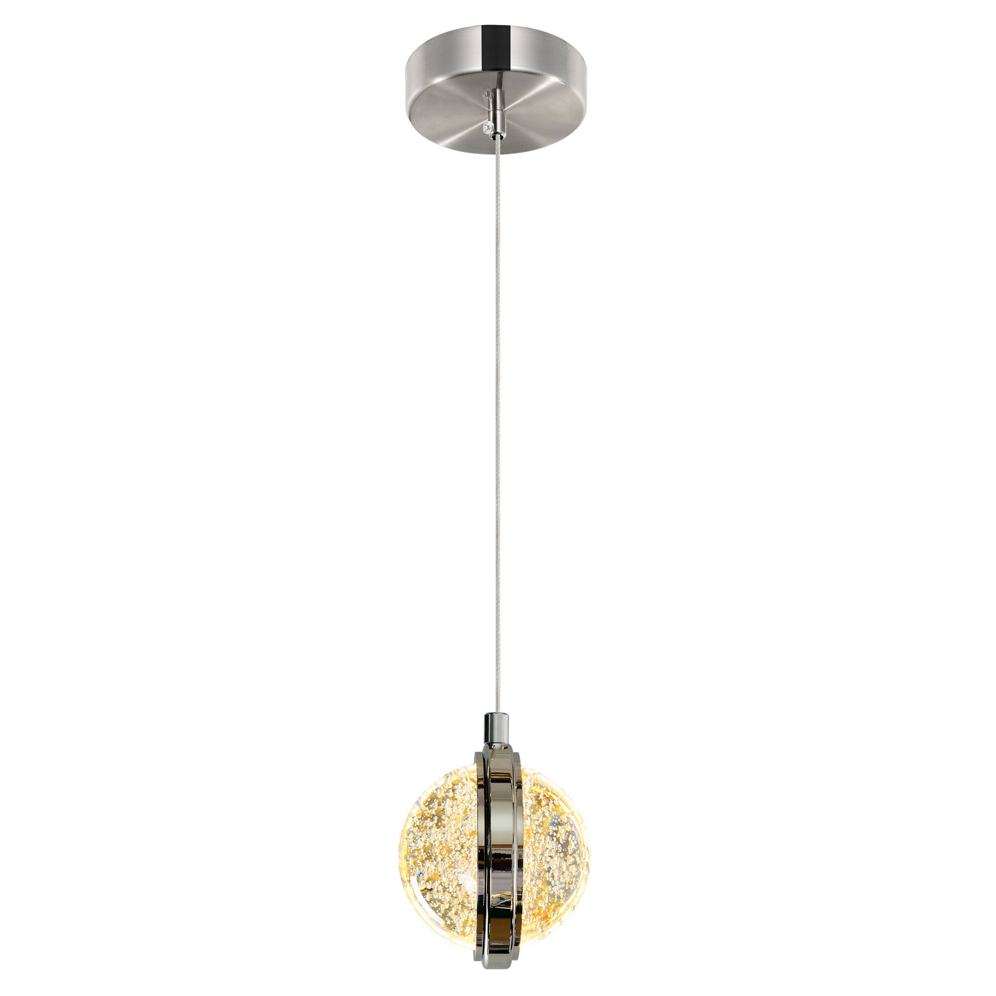 Angle. CWI Lighting - Salvador 4 in LED Integrated Polished Nickel Pendant - Polished Nickel.