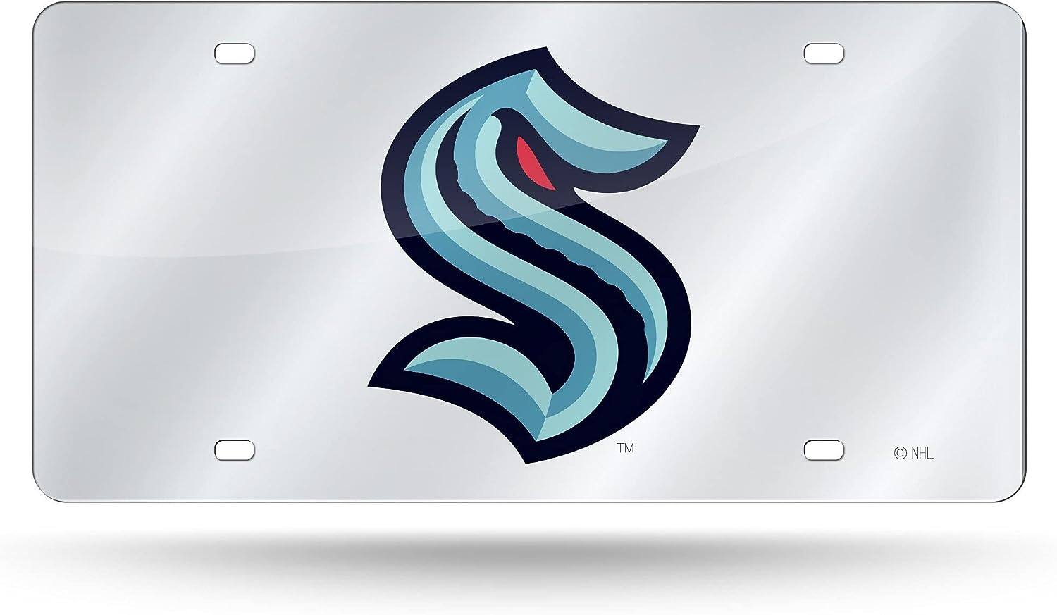 Seattle Kraken NHL Logo Silver Mirror Look Laser License Plate