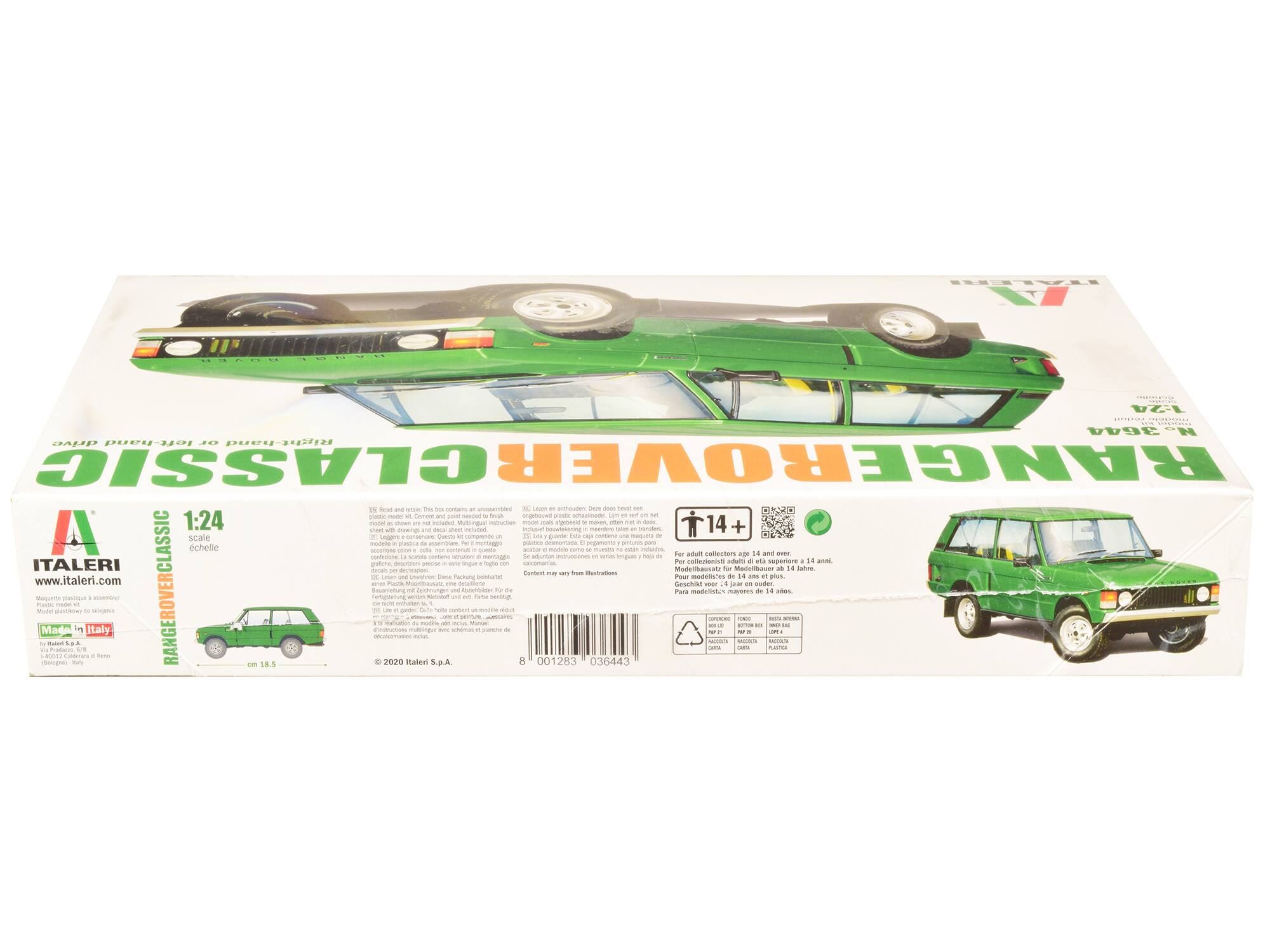 ITALERI  
RANGE ROVER CLASSIC  
1:24  
Scale  
cochele  
Modello plastico da assemblare  
Made in Italy  
by Robot & A. Rossi  
www.italeri.com  
N. 3644  
RANGE ROVER CLASSIC  
18.5 cm  
2020 italeri  
001283 036443  
Peso  
Tutte  
marime  
semign  
001283 036443  
PESE  
- - - -- adion sa  
- - - - - - - - - - - - - - - - - - - - - - - - - - - - - - - - - - - - - - - - - - - - - - - - - - - - - - - - - - - - - - - - - - - - - - - - - - - - - - - - - - - - - - - - - - - - - - - - - - - - - - - - - - - - - - - - - - - - - - - - - - - - - - -