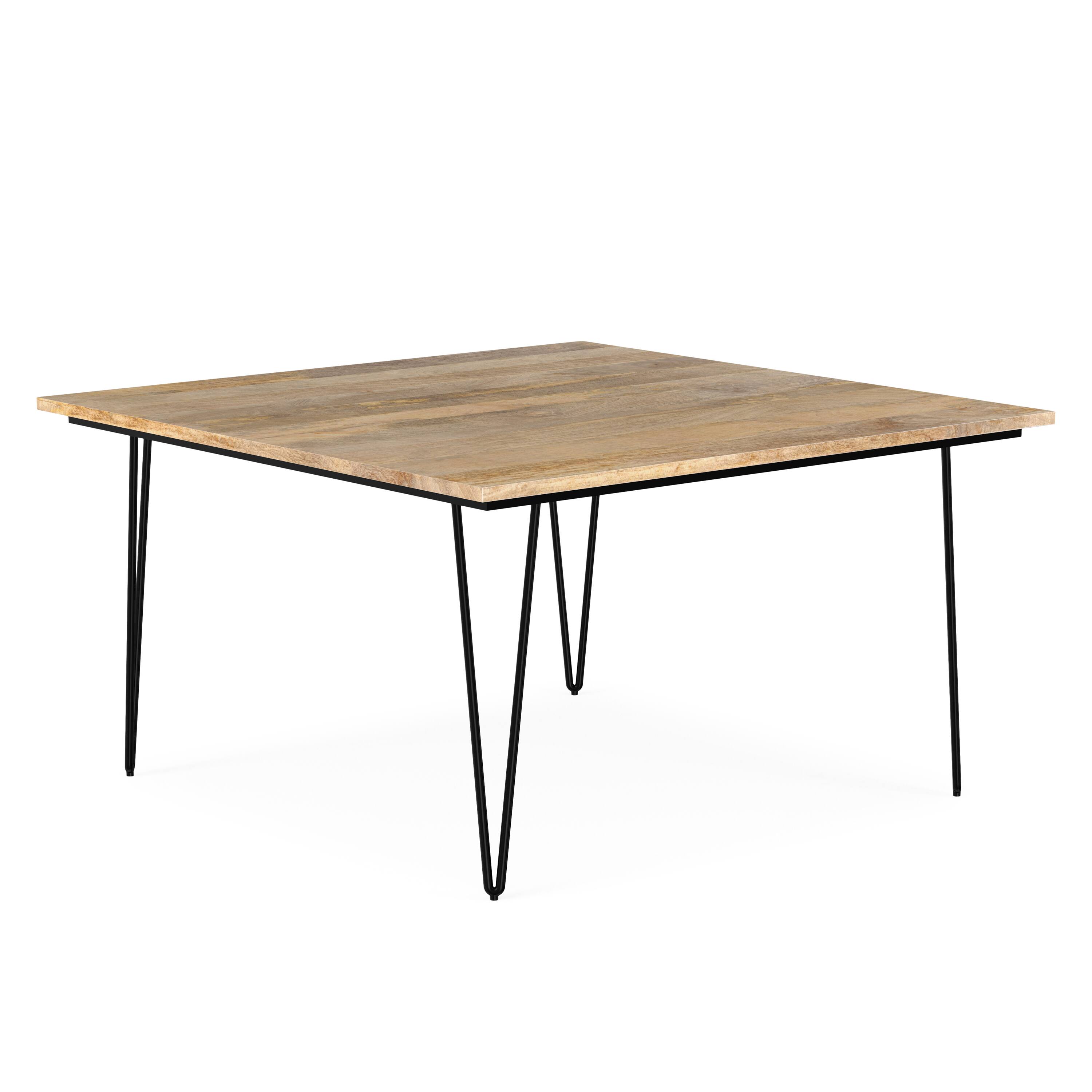 Alt View 3. Simpli Home - Hunter SOLID MANGO WOOD and Metal 54 inch x 54 inch Square Industrial Dining Table in Natural - Natural.