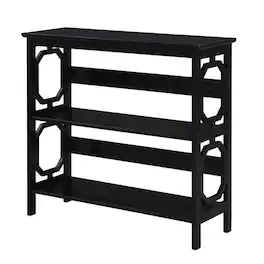 FurniFact - Wooden 3-Tier Bookcase with Non-Lead Base Paint for Stylish Storage - Black