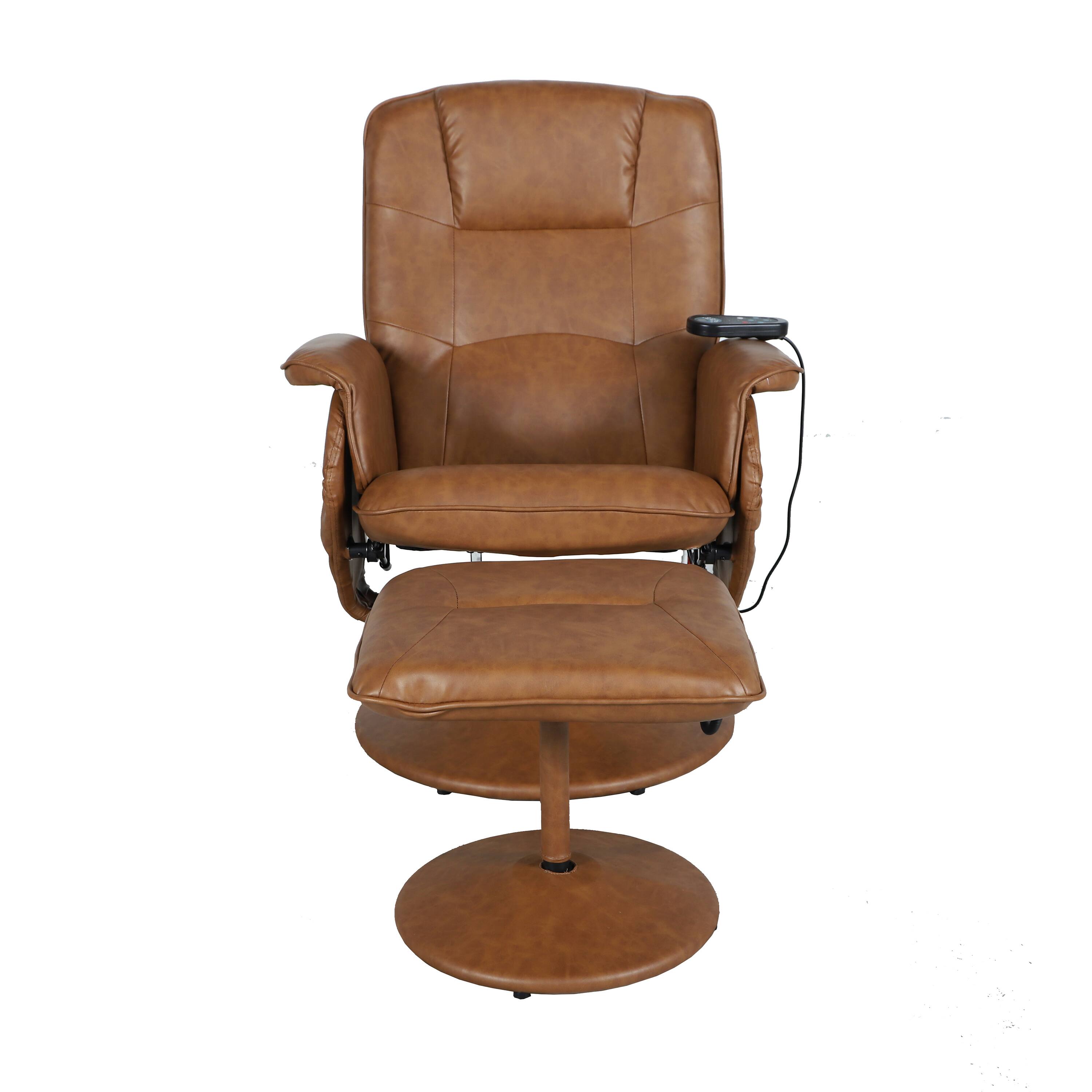 Alt View 9. Emma + Oliver - Massaging Multi-Position Recliner with Deep Side Pockets and Ottoman with Wrapped Base - Brown.
