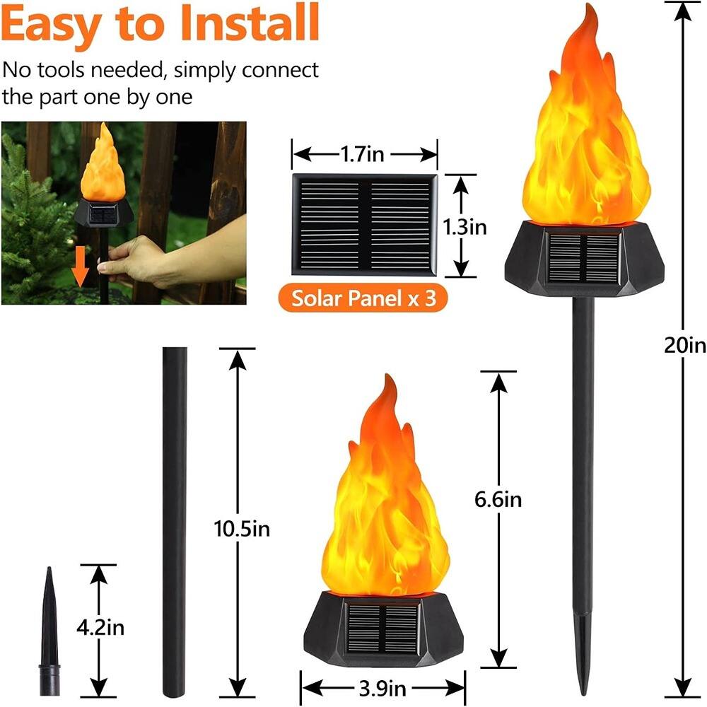 Easy to Install  
No tools needed, simply connect the part one by one  

Solar Panel x 3  
1.7in x 1.3in  

20in x 10.5in x 6.6in x 4.2in x 3.9in