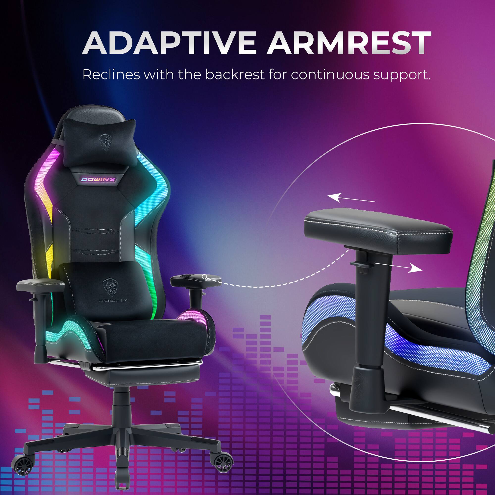 ADAPTIVE ARMREST  
Reclines with the backrest for continuous support.
