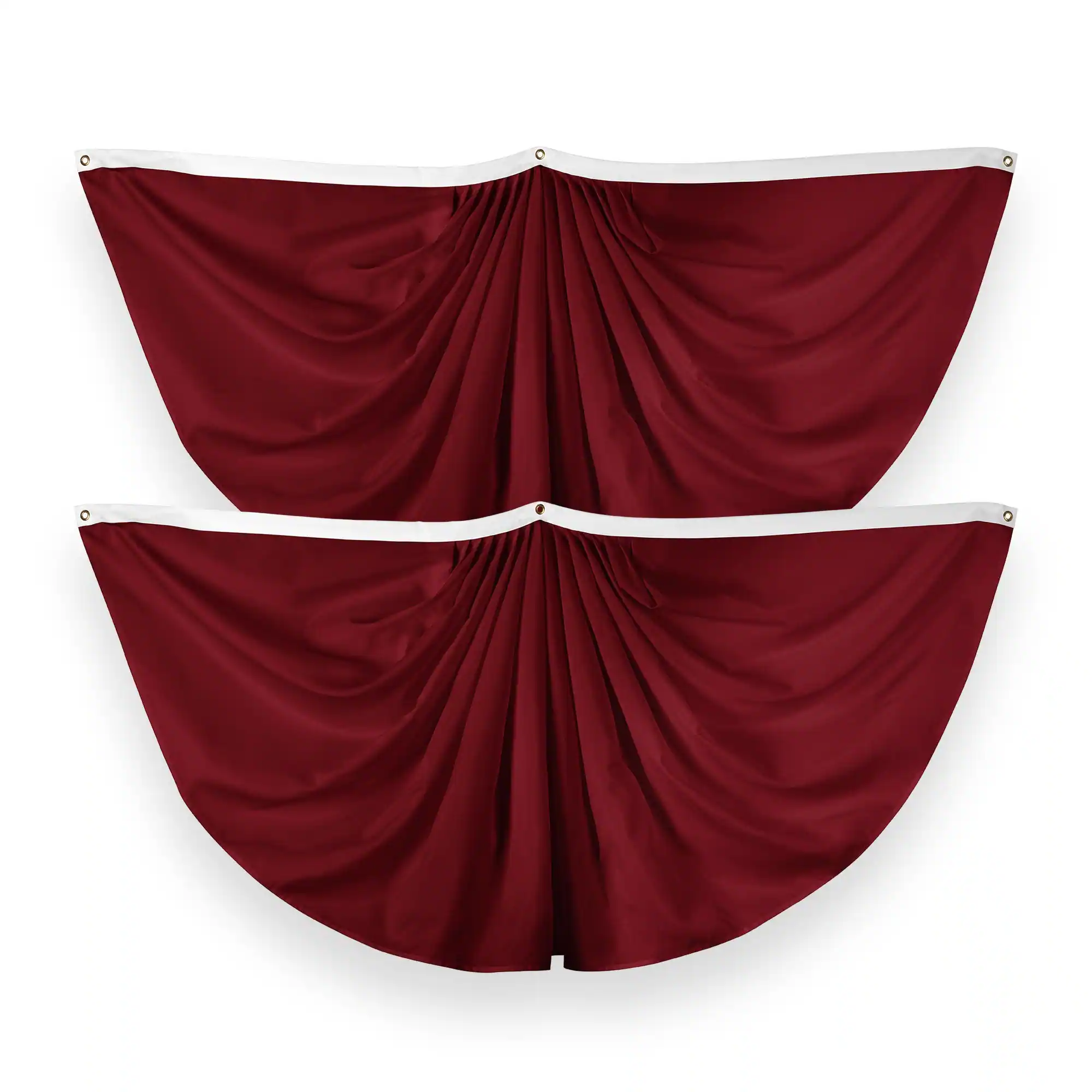 G128 - 2-Pack Pleated Fan Flag, 3 x 6 ft Printed 150D Polyester, Indoor/Outdoor with Brass Grommets - Burgundy