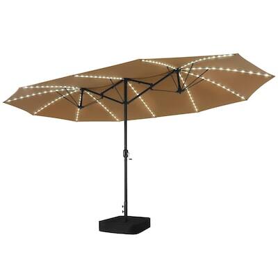 Alt View 8. Crestlive Products - Crestlive Products 15 x 10FT Solar Light Double-Sided Patio Outdoor Umbrella Tilting Waterproof Metal Pole Base Included - tan.