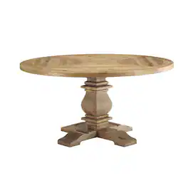 Modway - Column 59" Round Pine Wood Dining Table - Brown