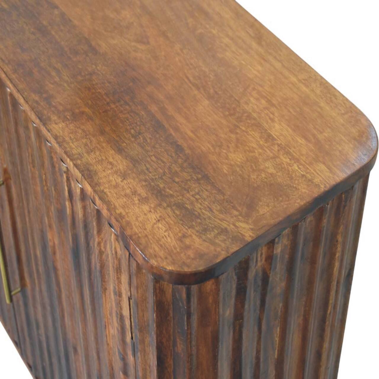 Alt View 2. Artisan Furniture - Artisan Furniture Solid Wood Chestnut Curve Sideboard, 3 Drawers, 4 Shelves, Brown - Brown.