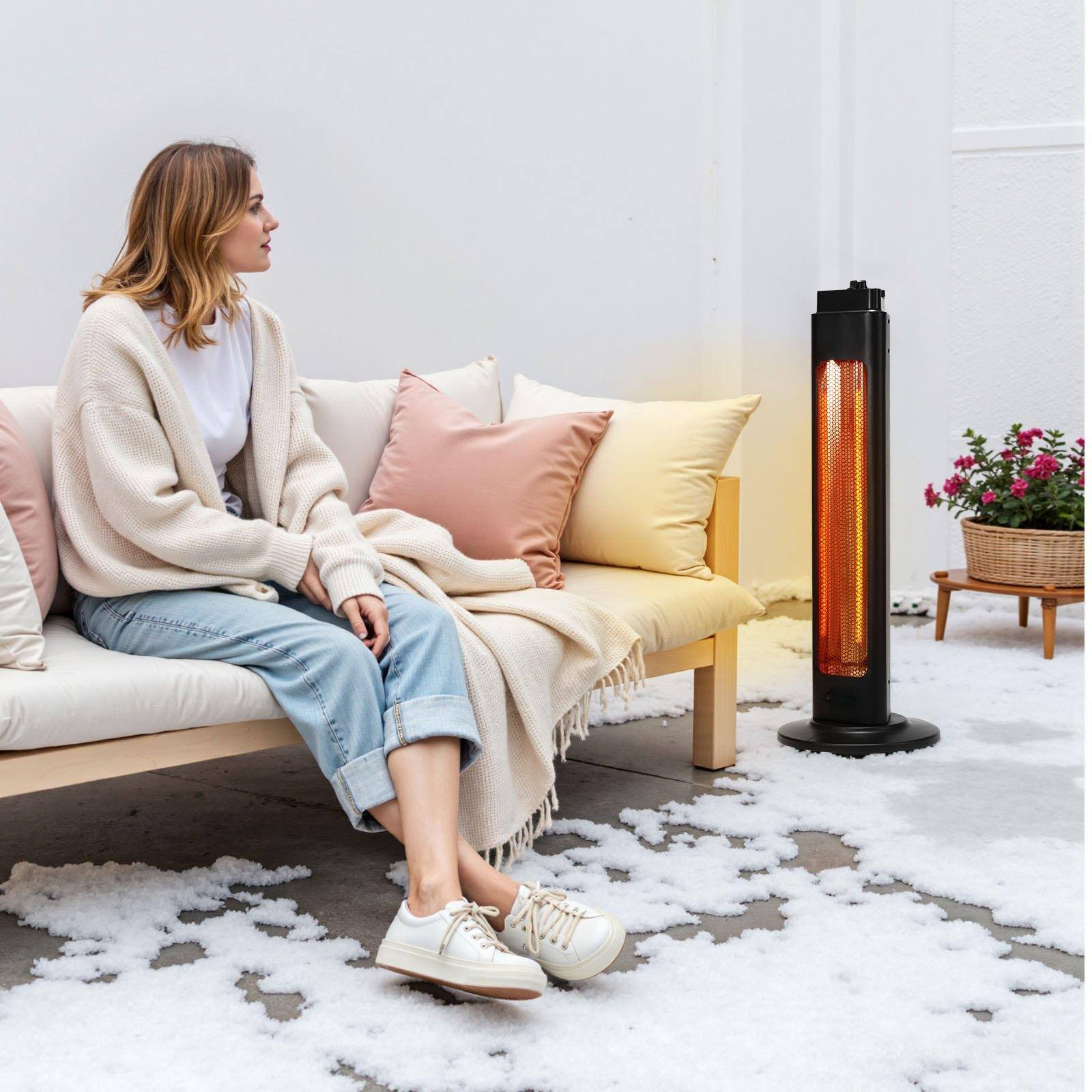 Alt View 1. Glintex - Electric Space Heaters 1500W Infrared Heater Remote Control 3 Speeds 24H Timer Safety Protections Indoor Outdoor Use - Black.