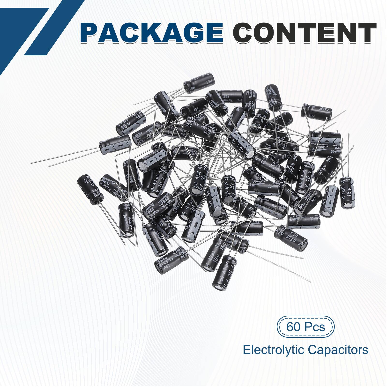PACKAGE CONTENT

60 Pcs Electrolytic Capacitors
