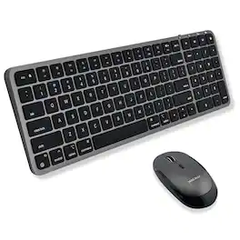 Macally - Bluetooth Mac Keyboard and Mouse - Compact (2 Zone) Wireless Apple Keyboard and Mouse with Number Pad - Space Black