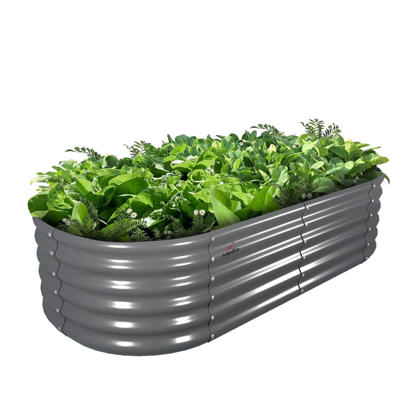 A Anleolife - Metal Oval Raised Garden Bed Planter Boxes for Vegetables Flowers Herbs (72 in. L x 24 in. W x 18 in. H) - Gray price history on PriceWatchPro
