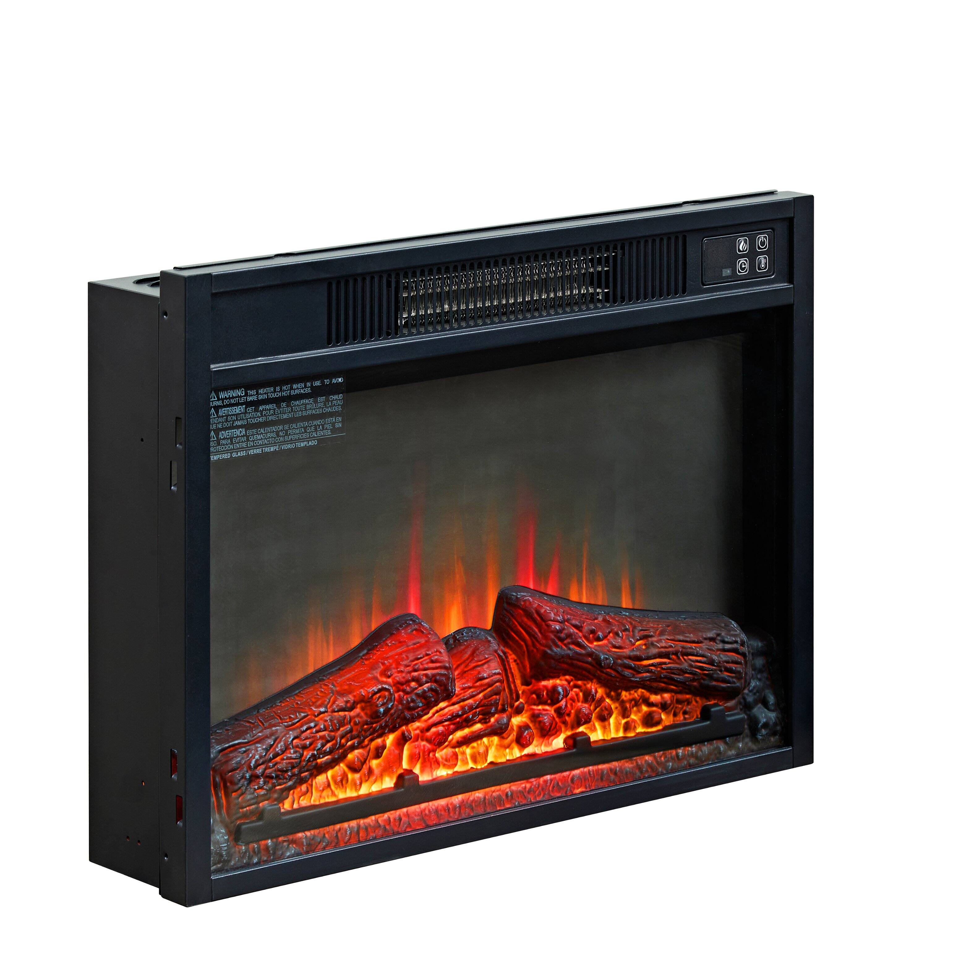 Alt View 1. Tiramisubest - 23"3D Infrared Electric Fireplace Insert Heater with IR Remote Control,Glass View,Adjustable Realistic Logs&Flames,1400W - Black.