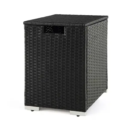 Front. Mondawe - 2-in-1 Patio Rattan Gas Propane Tank Cover for 20 lbs Propane Tanks - Black.