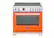 Front. Bertazzoni - 36" Professional Series range - Electric self clean oven - 5 induction zones - Orange.