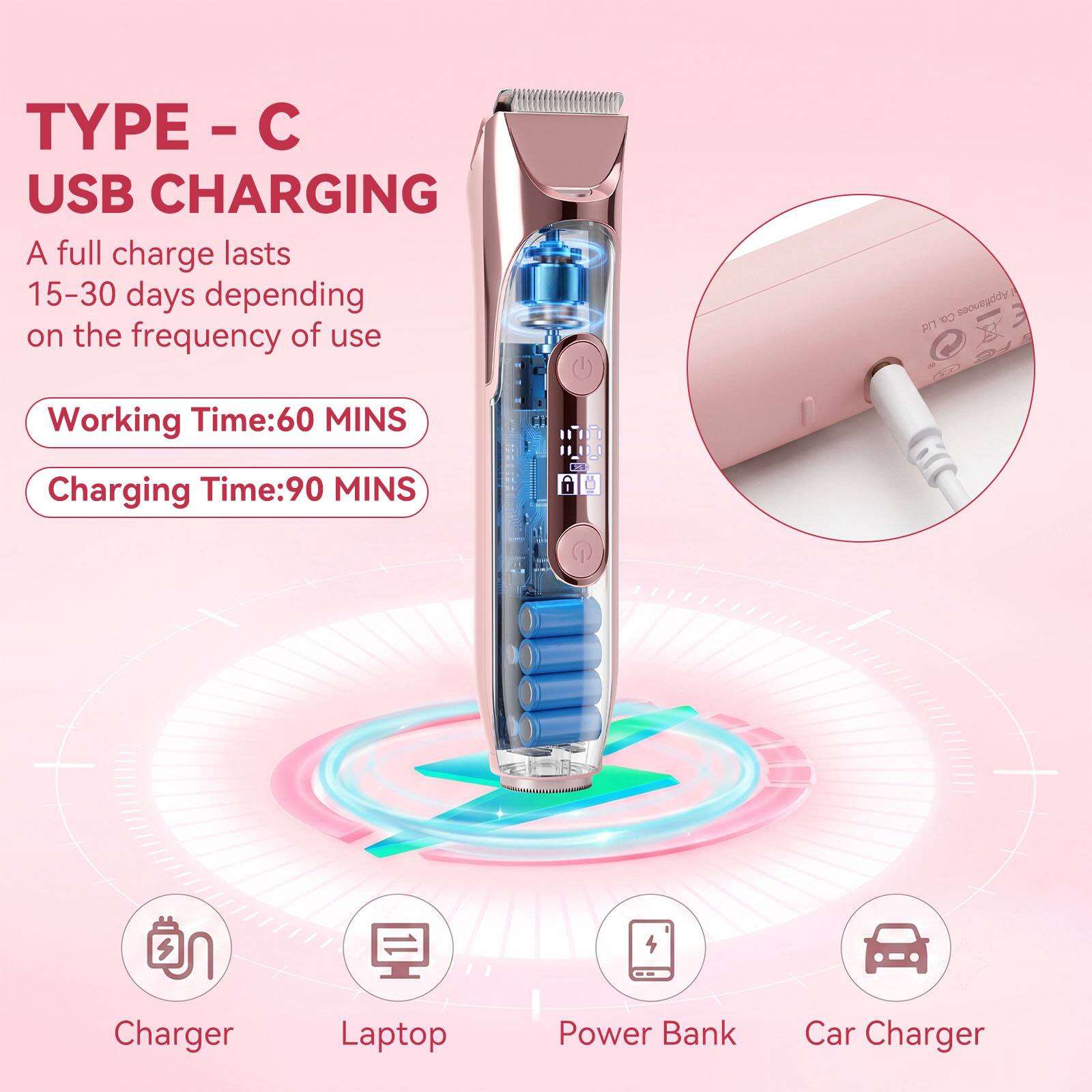 HATTEKER Women’s Epilator Bikini Trimmer, Dual Head Electric Razor ...