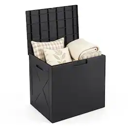 Costway - Outdoor Deck Box, 25 Gallon Storage Bin with Lid, Carry Handles & Lock Hole - Black