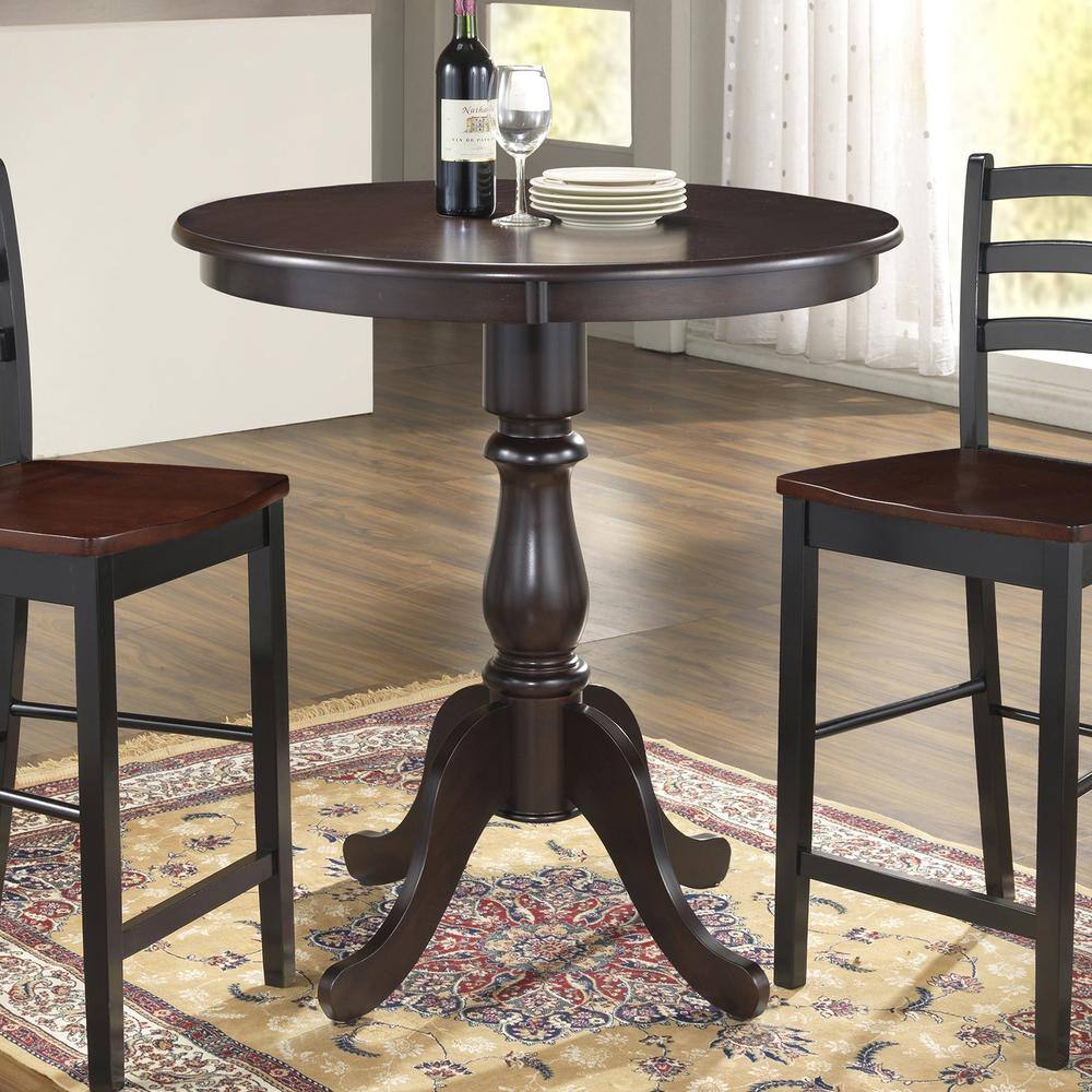 Back. Carolina Chair & Table - Fairview 36" Round Pedestal Bar Table - Espresso - Espresso.