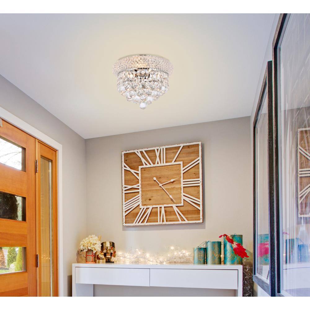 Left. Elegant Lighting - Primo 3 light Chrome Flush Mount Clear Royal Cut Crystal - Chrome.
