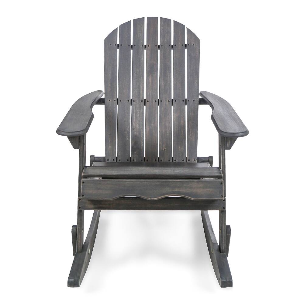 Back. Loheer - Loheer Malibu Adirondack Rocking Chair Acacia Wood Outdoor Rocker Dark Grey - Dark Grey.