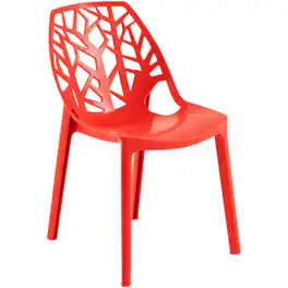 LeisureMod - Cornelia Modern Stackable Accent Dining Chair with Cut Out Backrest Design for Dining Rooms or Patios - Solid Red